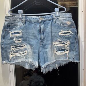 KanCan Light Blue Distressed Denim Shorts